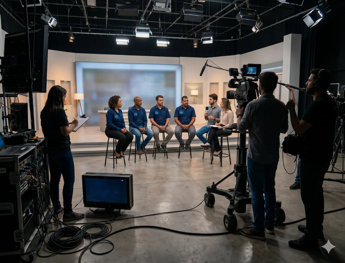 Gravação em estúdio de TV com a participação da ACB